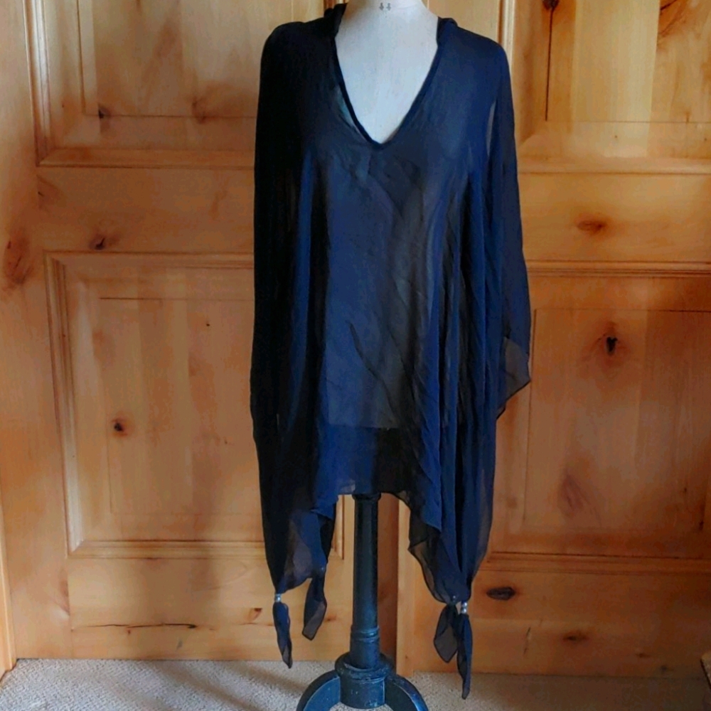 NEW Mara Hoffman 100% Silk Chiffon Hooded Cover up
